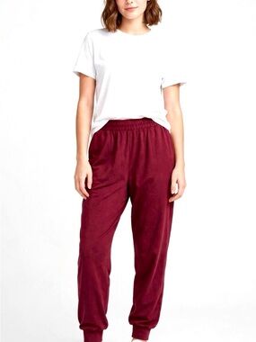Real essentials Women's XL Maroon Elastic Waist Jogger Pants